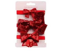 Red sequin bow baby headband set of three